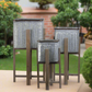 Alden Metal Square Planter Set with Wooden Stands (Set of 3)