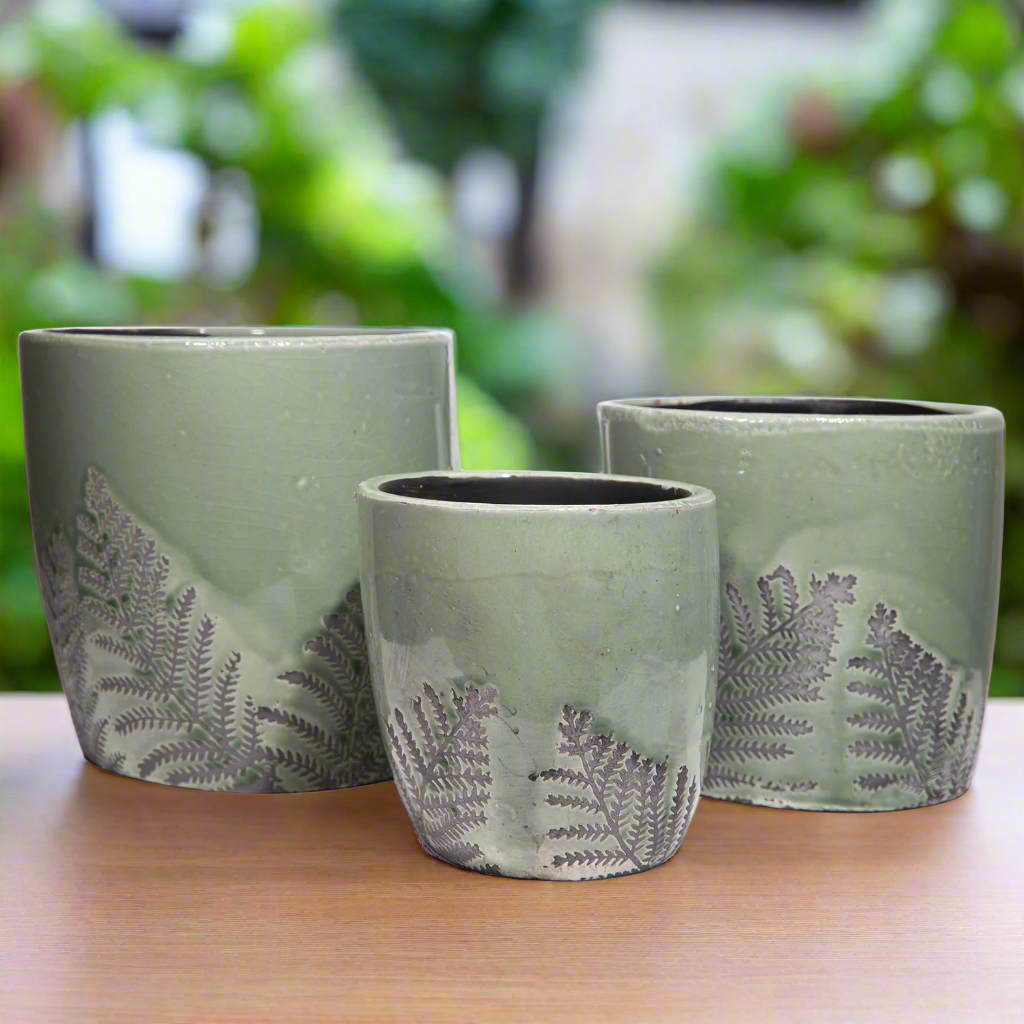 Priscilla Ceramic Round Planter Set (Set of 3)