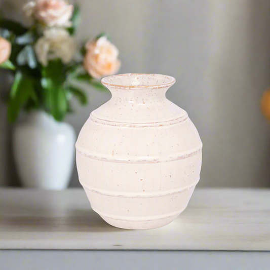 Calviora Off-White Ceramic Round Vase with Rim
