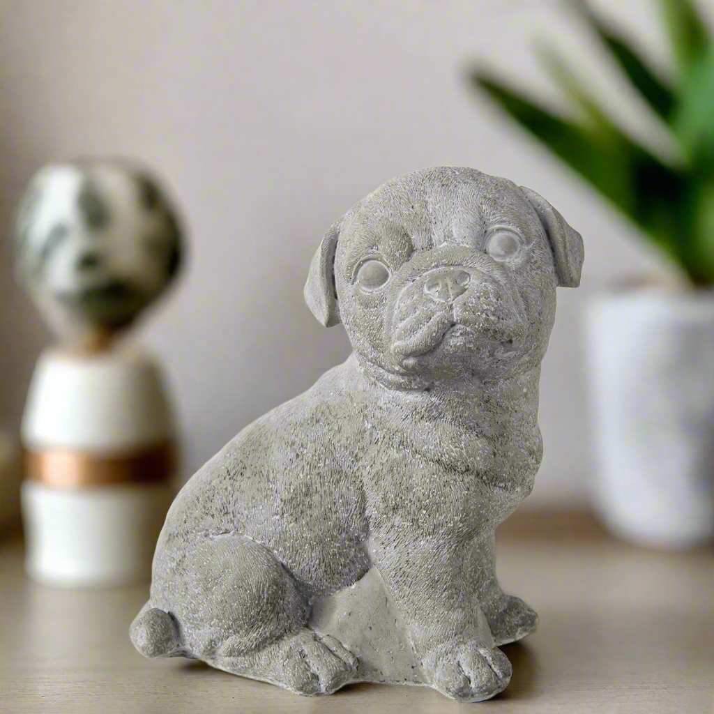 Dana Cement Sitting Baby Bulldog Figurine