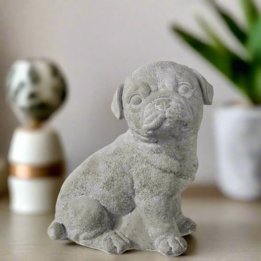 Dana Cement Sitting Baby Bulldog Figurine