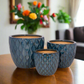 Zorina Blue Ceramic Planter Set (Set of 3)