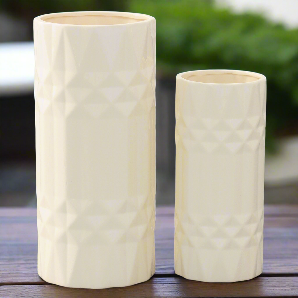 Priya Ceramic Tall Round Planter/Vase Set (Set of 2)