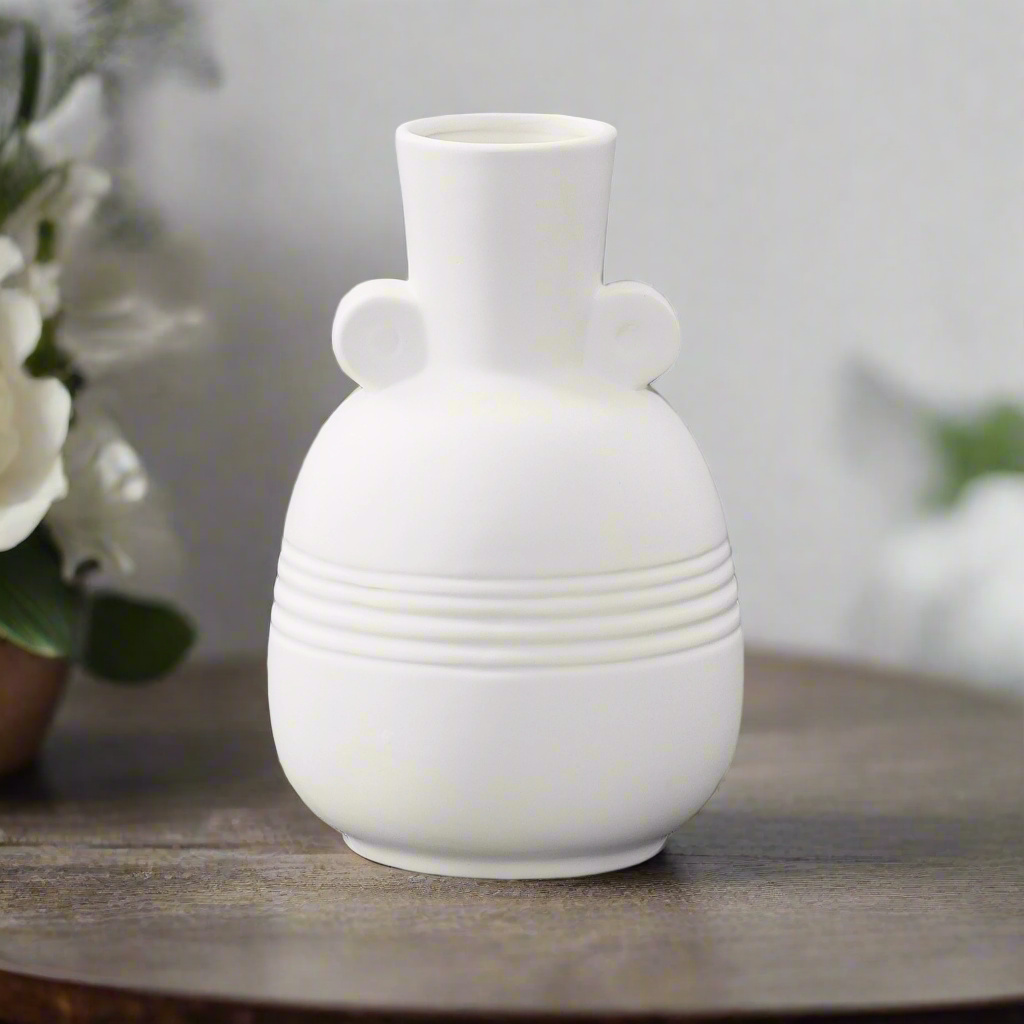 Vesari Embossed Banded Ceramic Vase