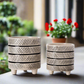 Javira Diagonal Banded Tripod Planter Set (Set of 2)