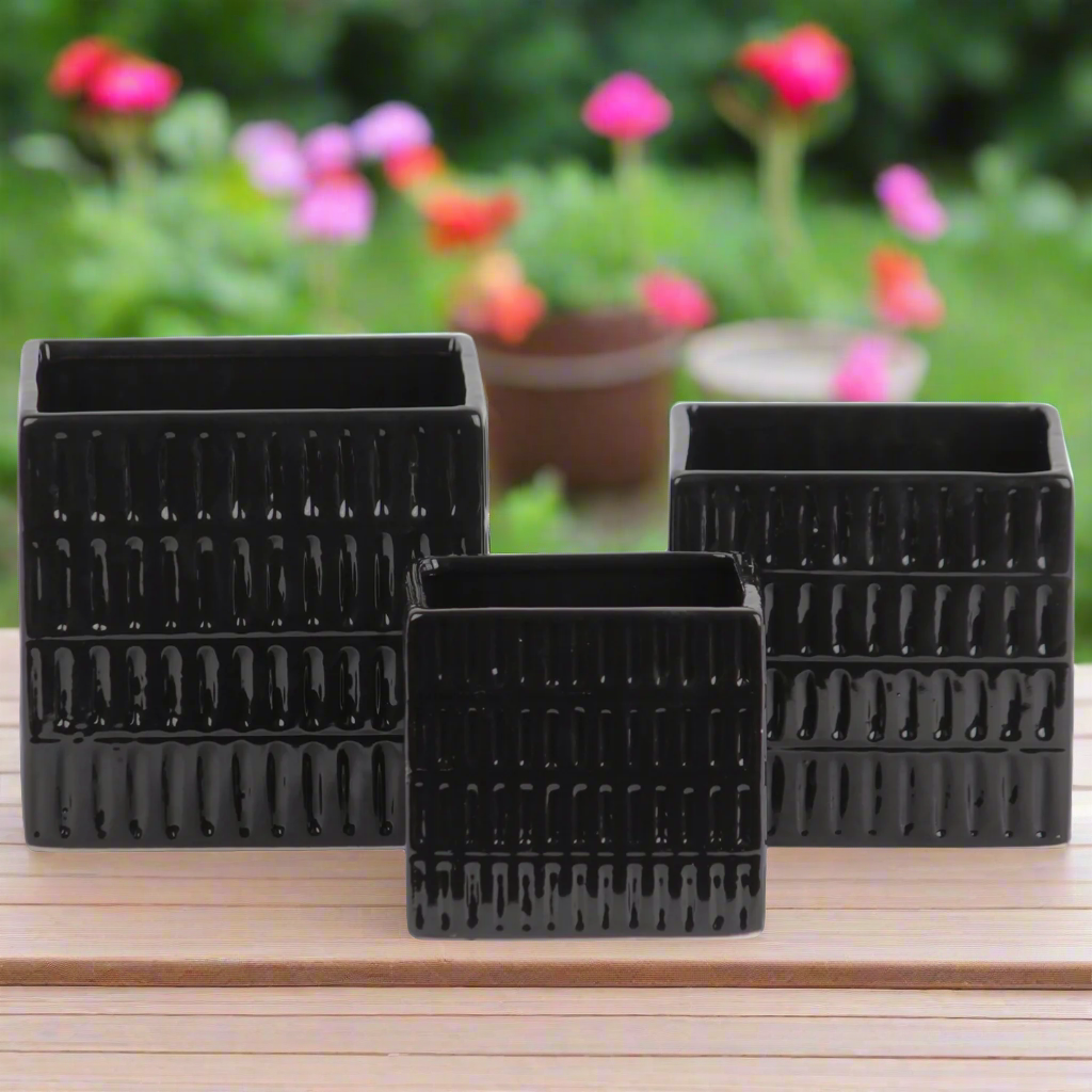 Primrose Ceramic Square Planter Set (Set of 3)