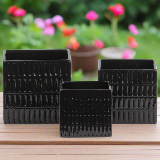 Primrose Ceramic Square Planter Set (Set of 3)