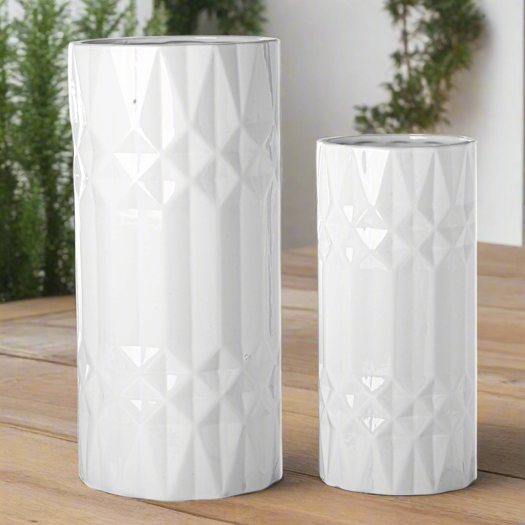 Priya Ceramic Tall Round Planter/Vase Set (Set of 2)