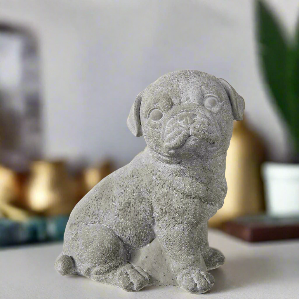 Dana Cement Sitting Baby Bulldog Figurine