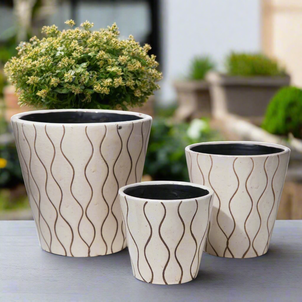Huorra Wave Ceramic Planter Set (Set of 3)