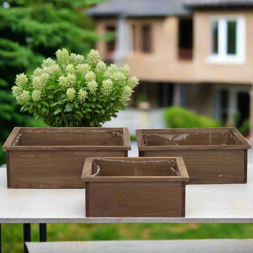 Aelric Wooden Square Planter Set (Set of 3)