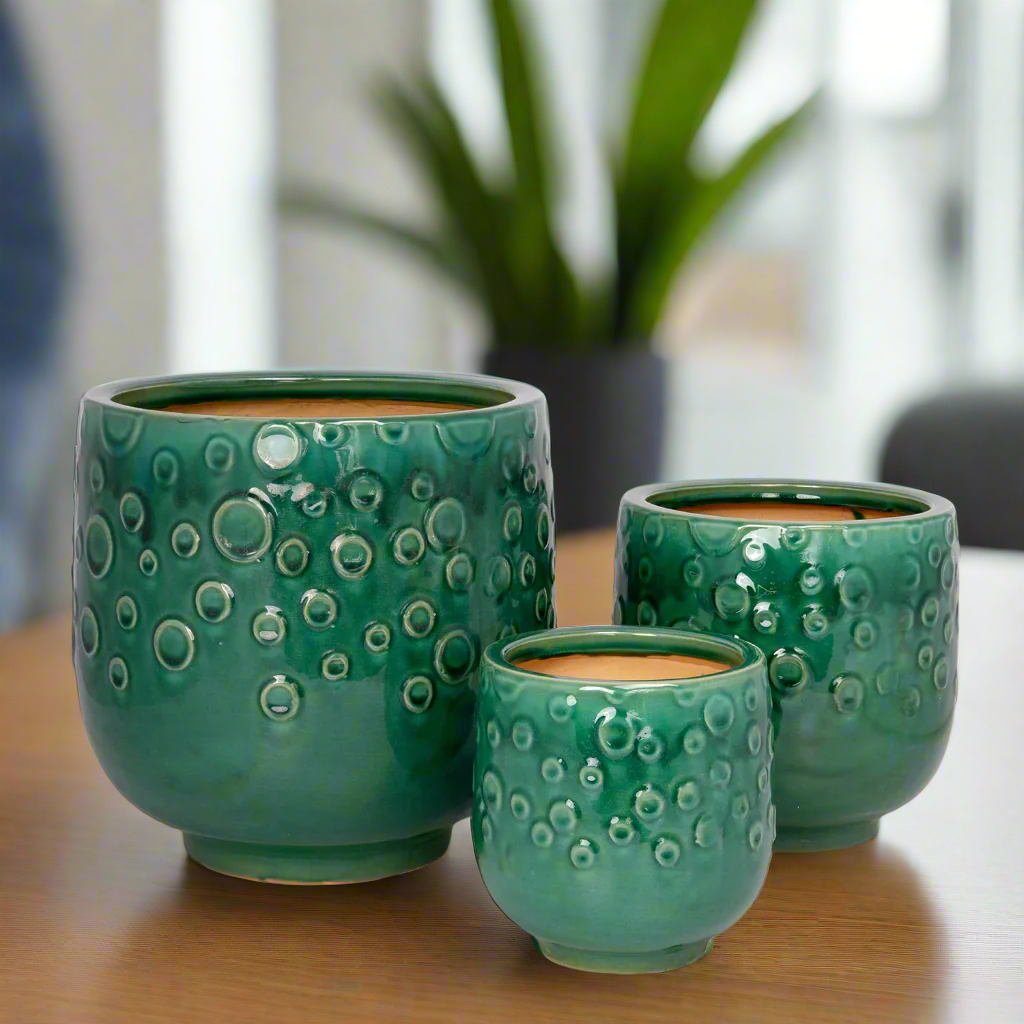 Aven Blossom Ceramic Planter Set (Set of 3)