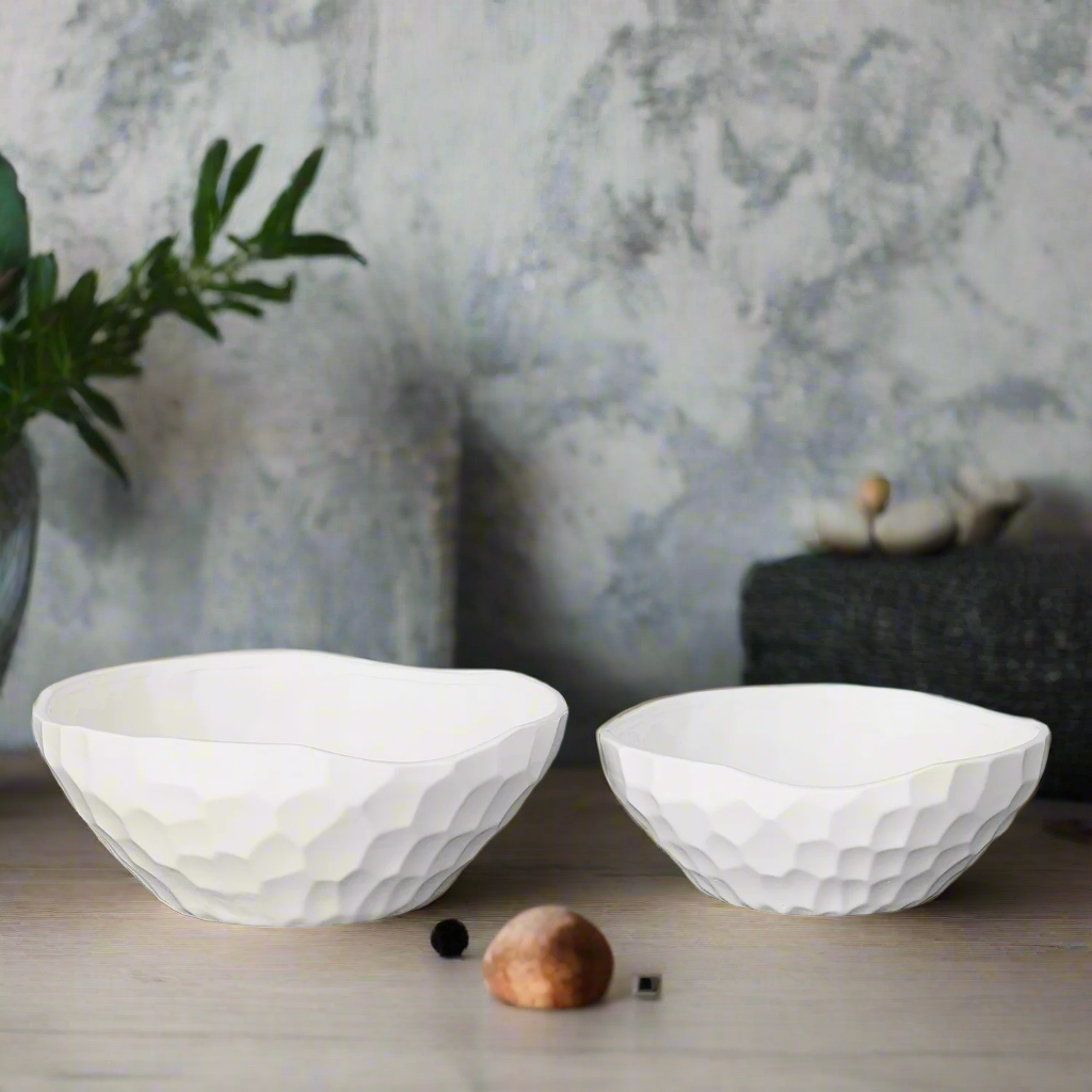 Elara Gloss White Ceramic Pot Set (Set of 2)
