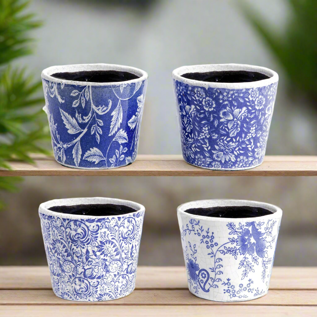 Celestique Ceramic Abstract Pot (Set of 4)