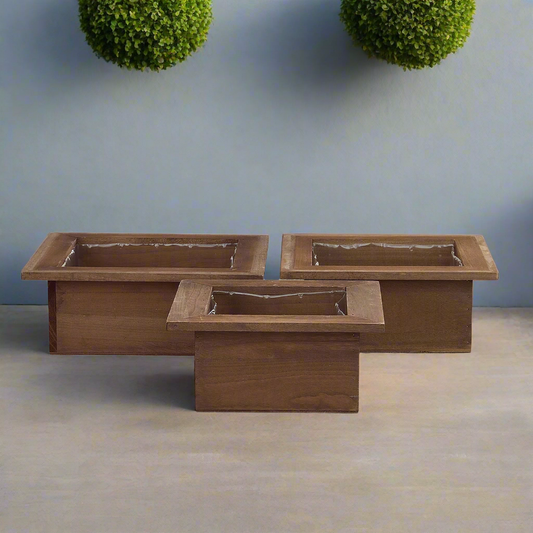Ceynar Wooden Edge Square Planter Set (Set of 3)