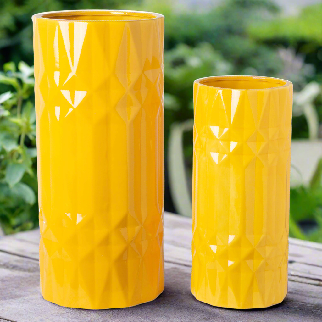Priya Ceramic Tall Round Planter/Vase Set (Set of 2)