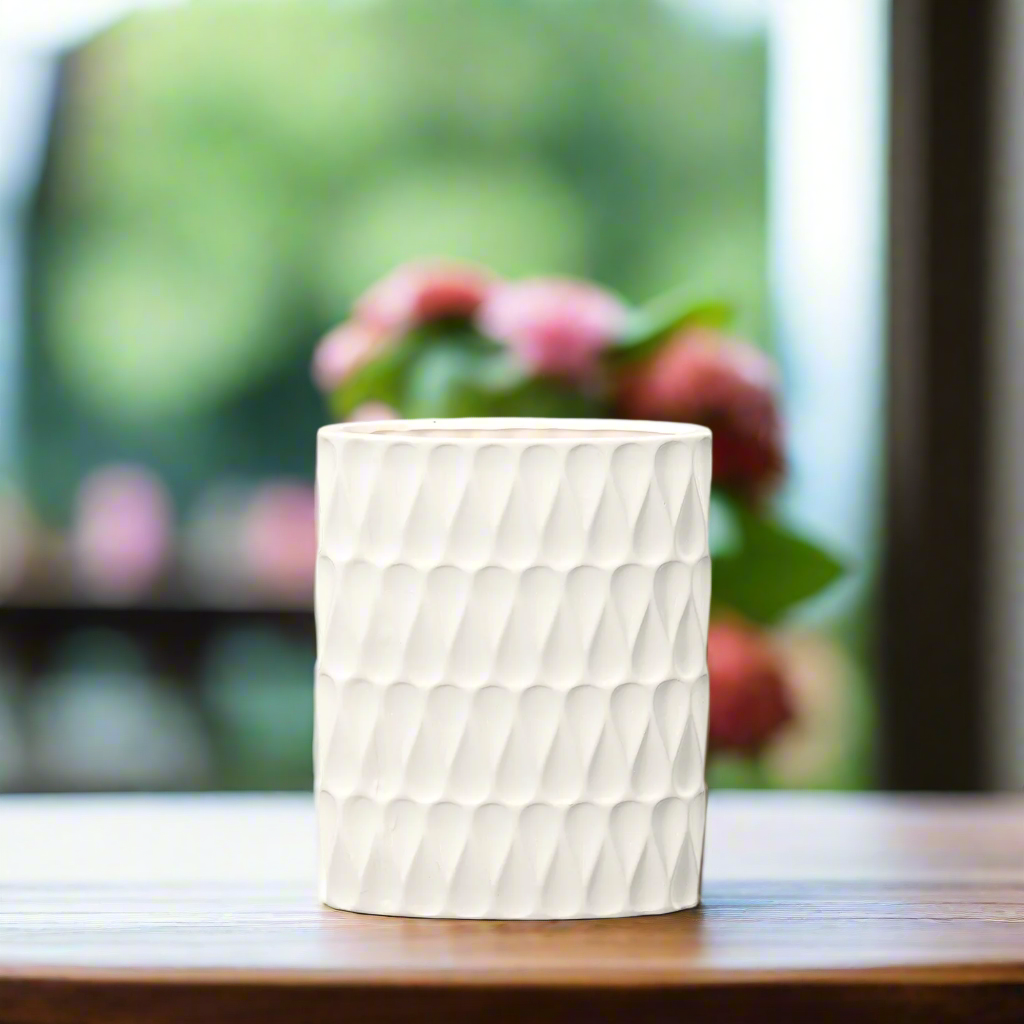 Rehannin Ceramic Oval Vase with Debossed Pear Pattern