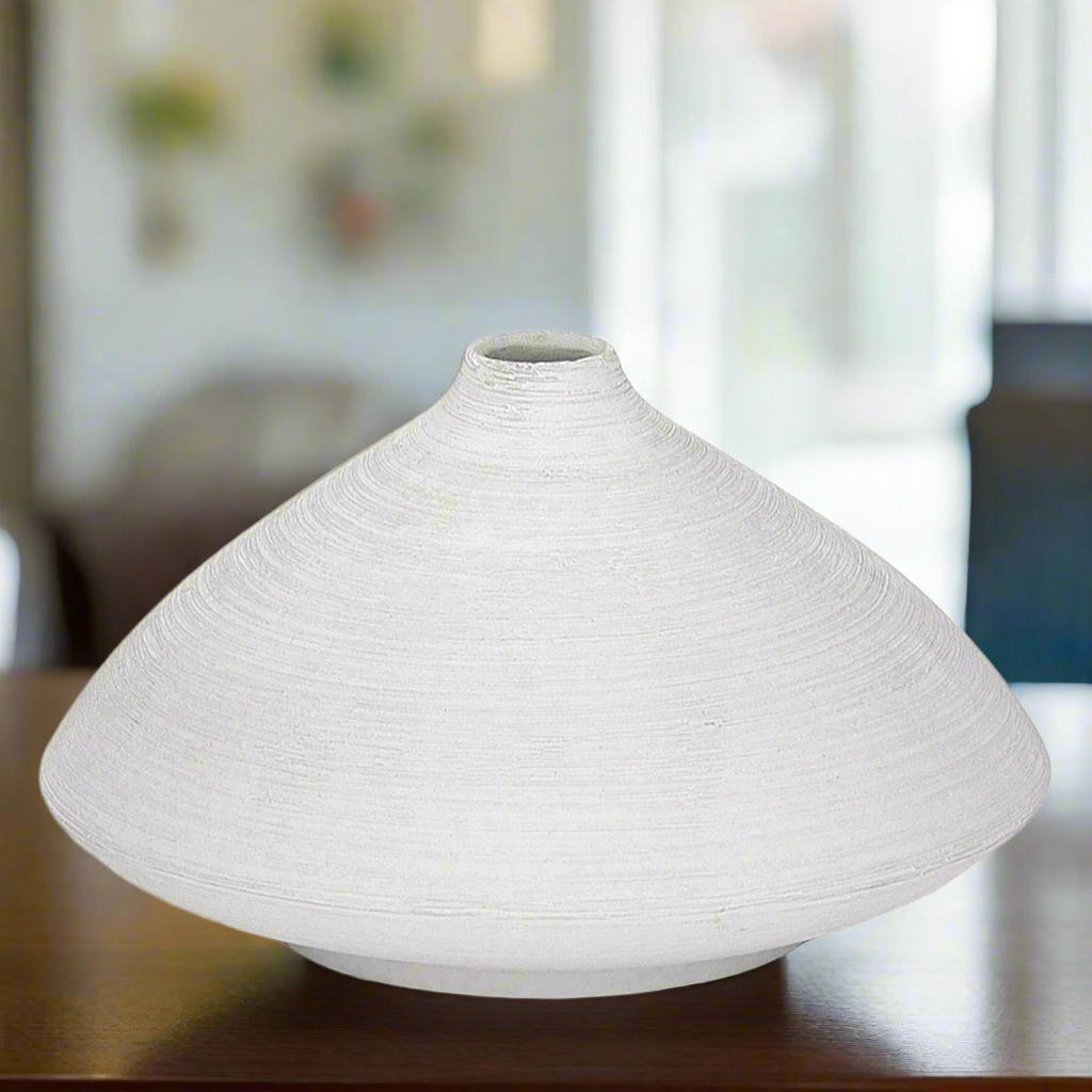 Sharyn Ceramic Short Round Vase with Flared Belly