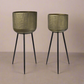 Prielle Metal Round Planter Set with Stand (Set of 2)
