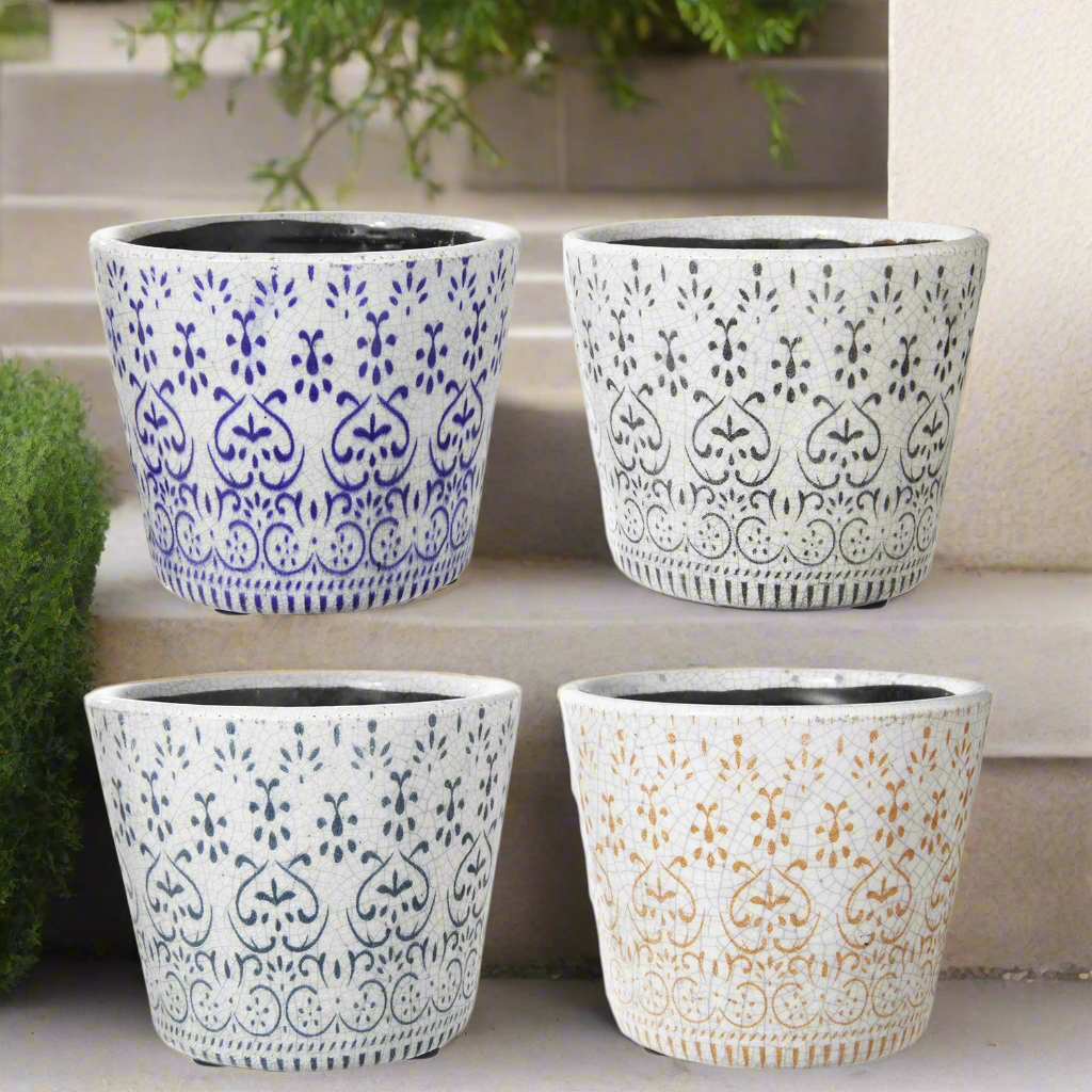 Callista Handcrafted Ceramic Round Planter Set (Set of Four)