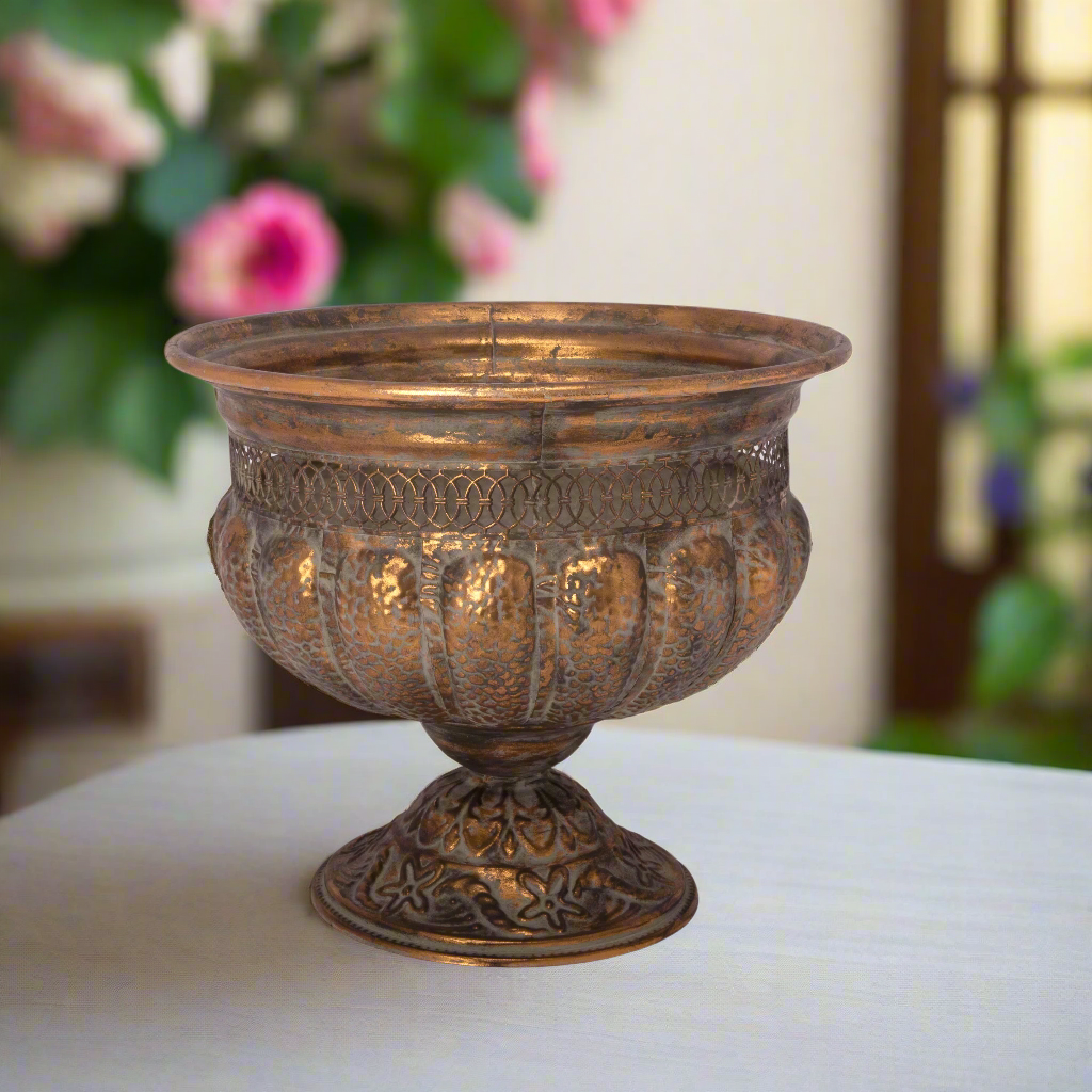 Brynne Metal Gold Urn Planter