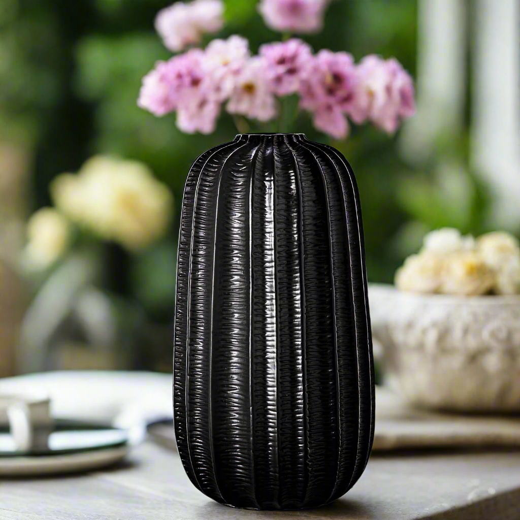 Margot Ceramic Embossed Column Vase
