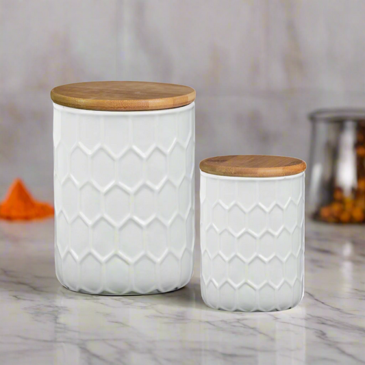 Fern Ceramic Round Canister Set (Set of 2)