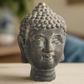 Coral Cement Buddha Head Figurine with Round Ushnisha Head