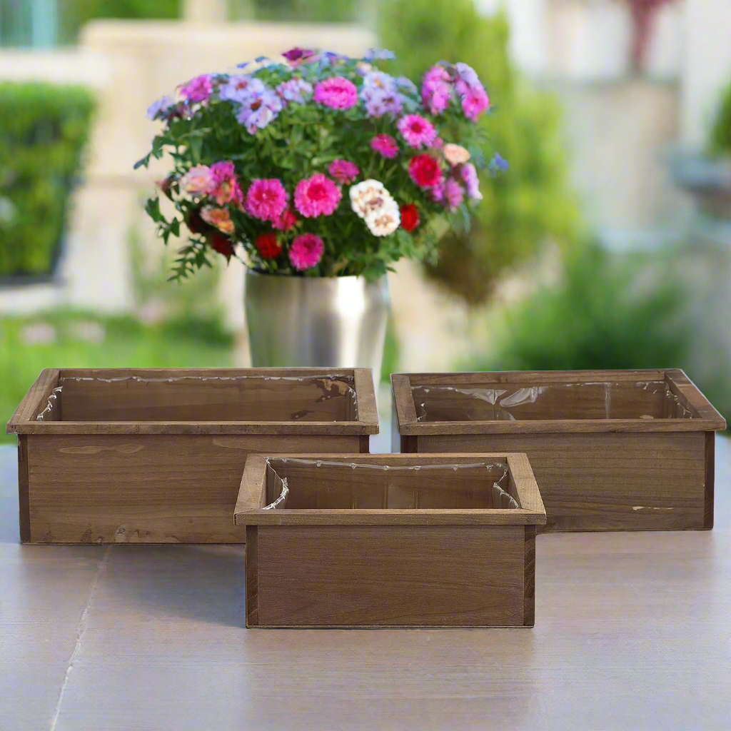 Aelric Wooden Square Planter Set (Set of 3)