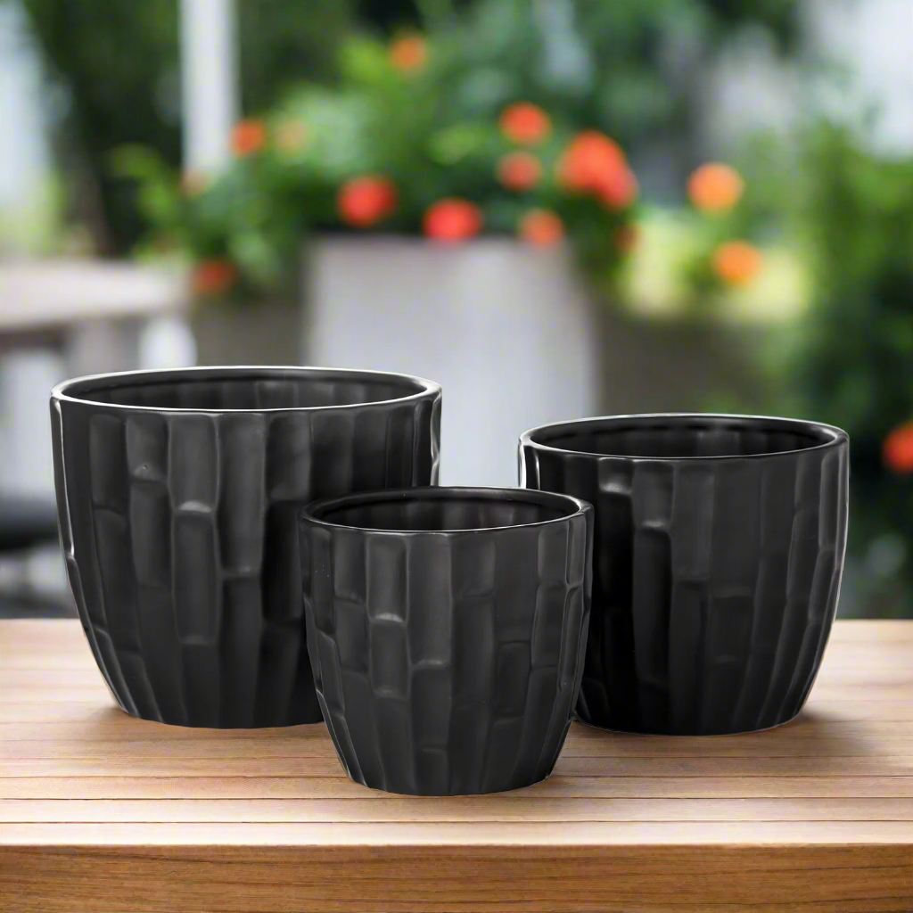 Palis Ceramic Round Planter Set (Set of 3)