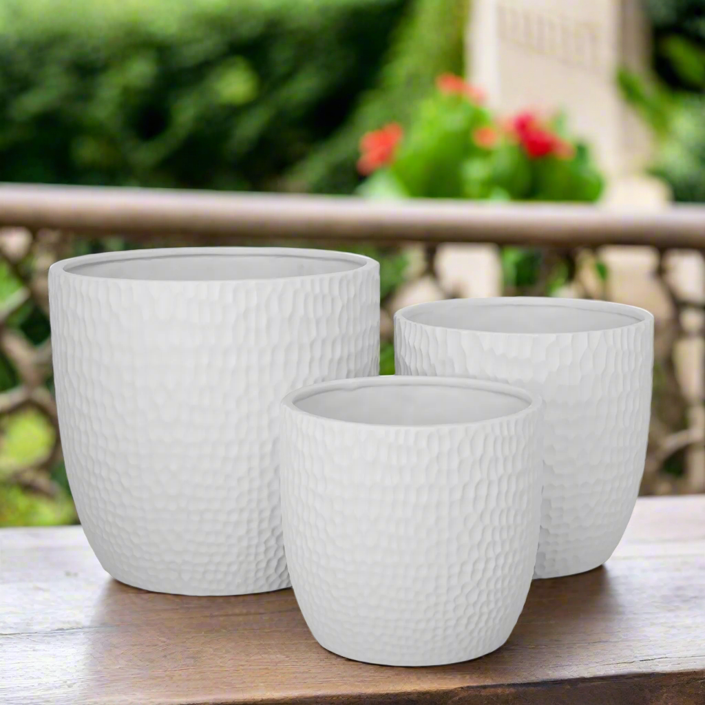 Faye Ceramic Round Planter Set (Set of 3)