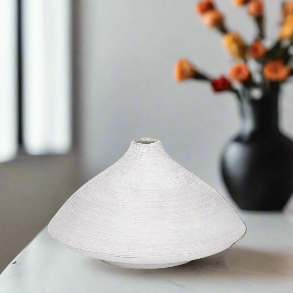 Sharyn Ceramic Short Round Vase with Flared Belly