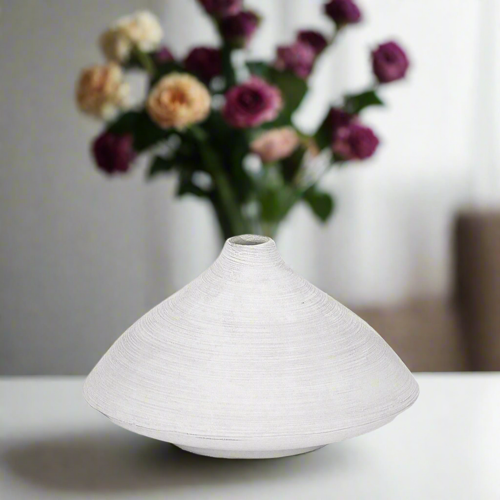 Sharyn Ceramic Short Round Vase with Flared Belly