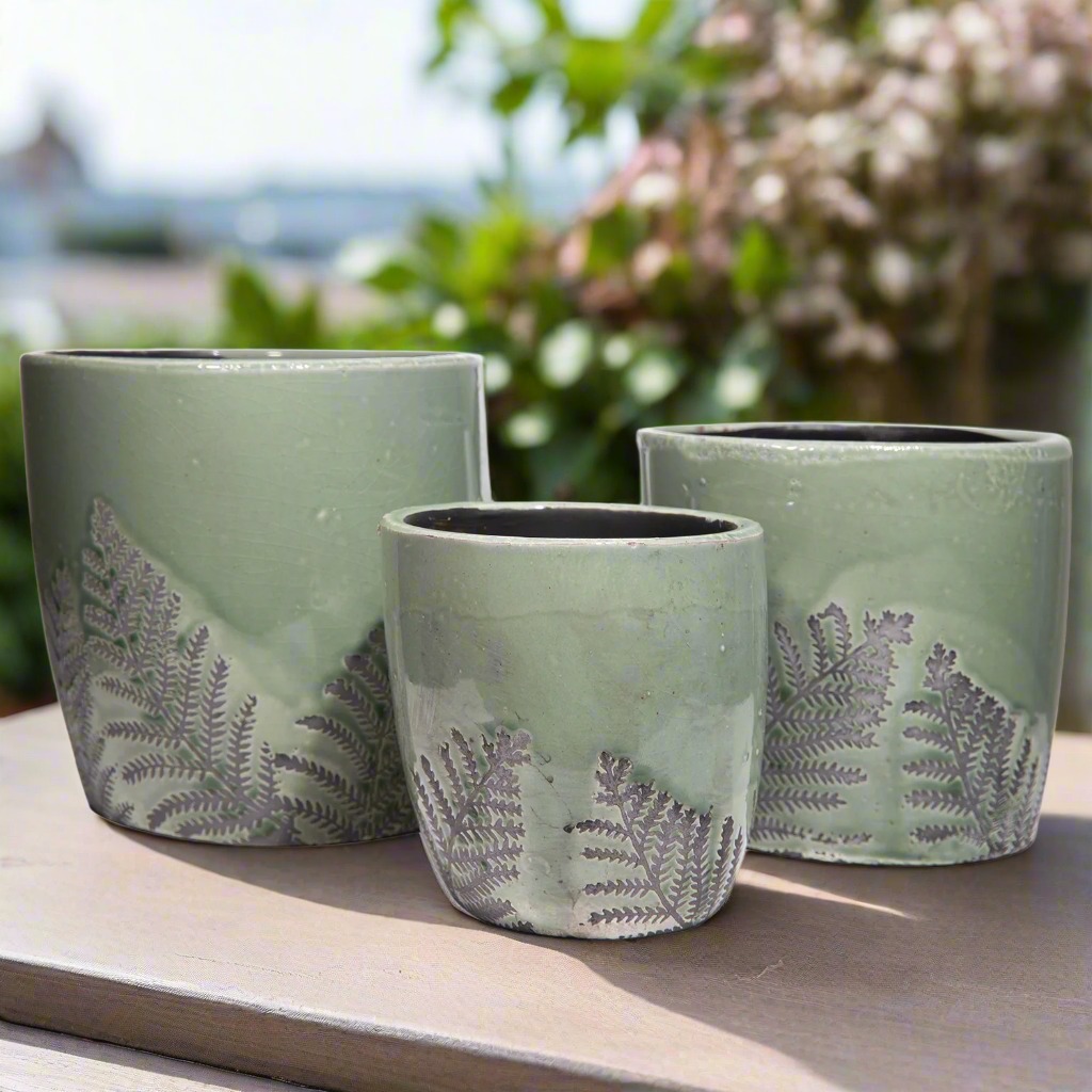 Priscilla Ceramic Round Planter Set (Set of 3)