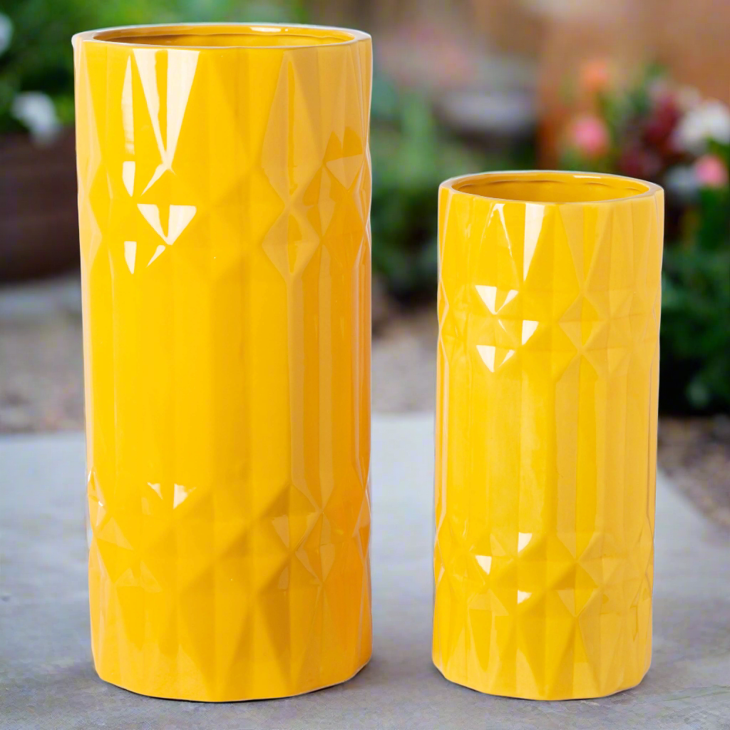 Priya Ceramic Tall Round Planter/Vase Set (Set of 2)