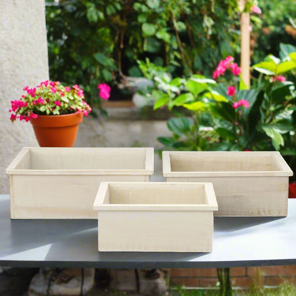 Aelric Wooden Square Planter Set (Set of 3)