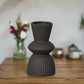 Veridia Ceramic Round Vase with Trumpet Mouth and Debossed Line Column Design