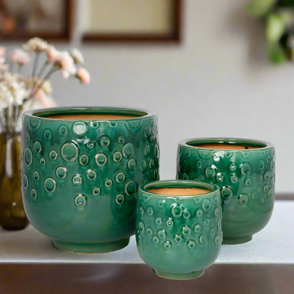 Aven Blossom Ceramic Planter Set (Set of 3)
