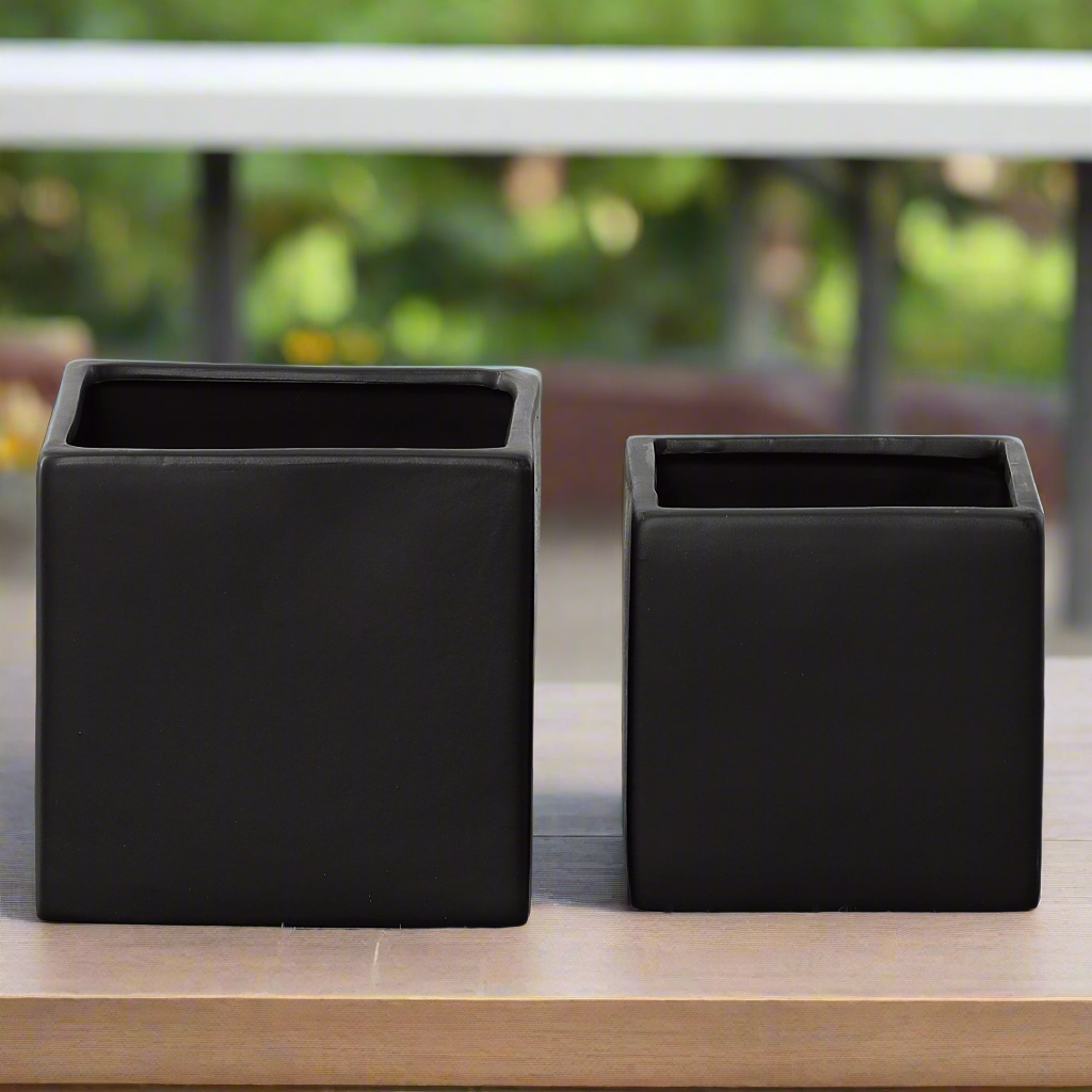 Odette Handcrafted Ceramic Square Planter Set (Set of 2)