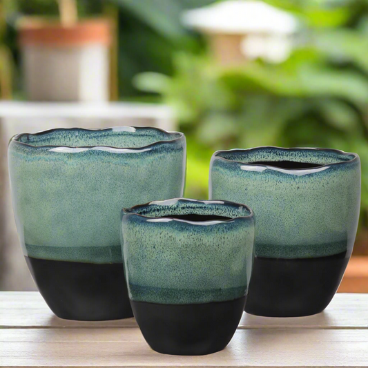 Harvella Irregular Rim Ceramic Planter Set (Set of 3)