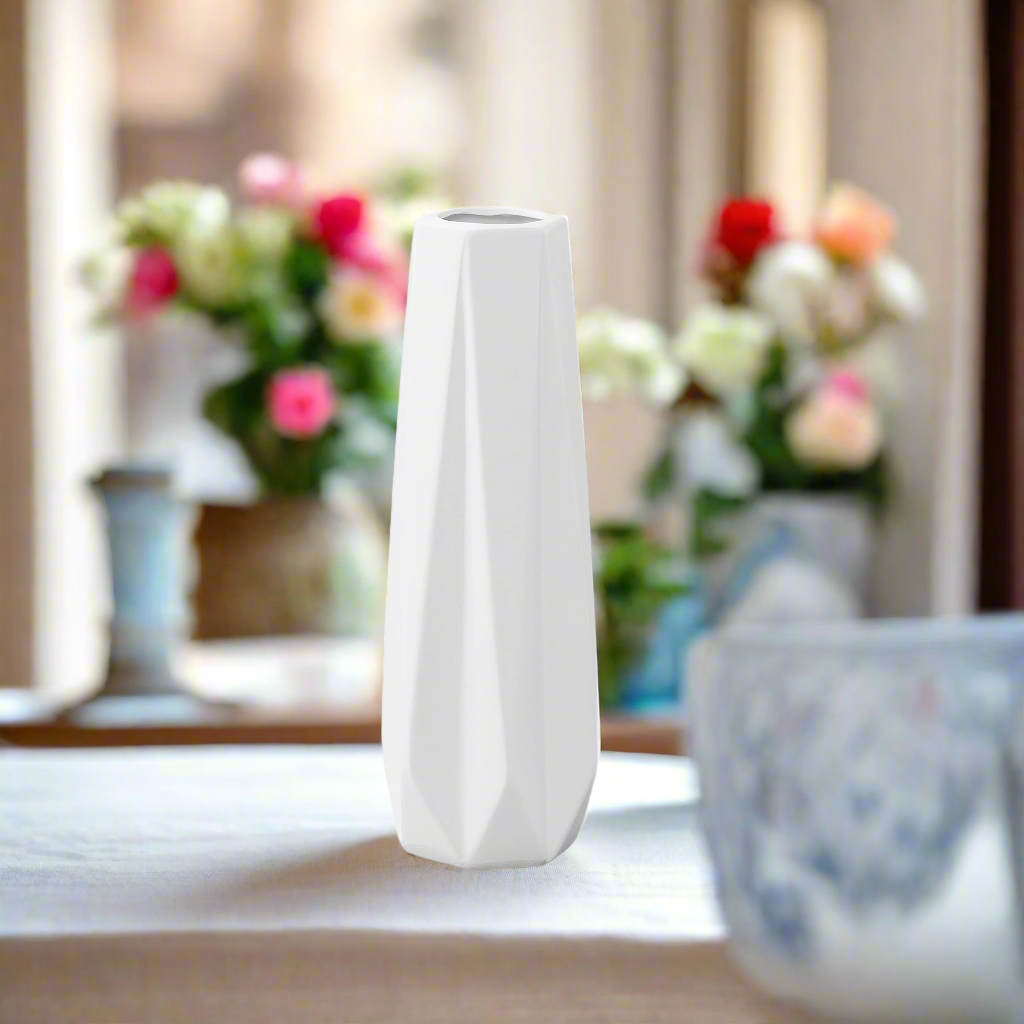 Dixie Ceramic Round Geometric Belly Vase