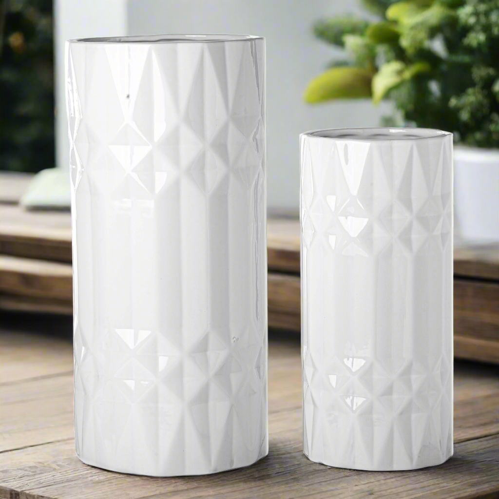 Priya Ceramic Tall Round Planter/Vase Set (Set of 2)