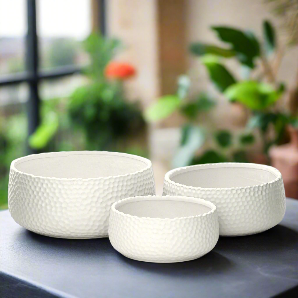 Zyros Hammered Ceramic Planter Set (Set of 3)