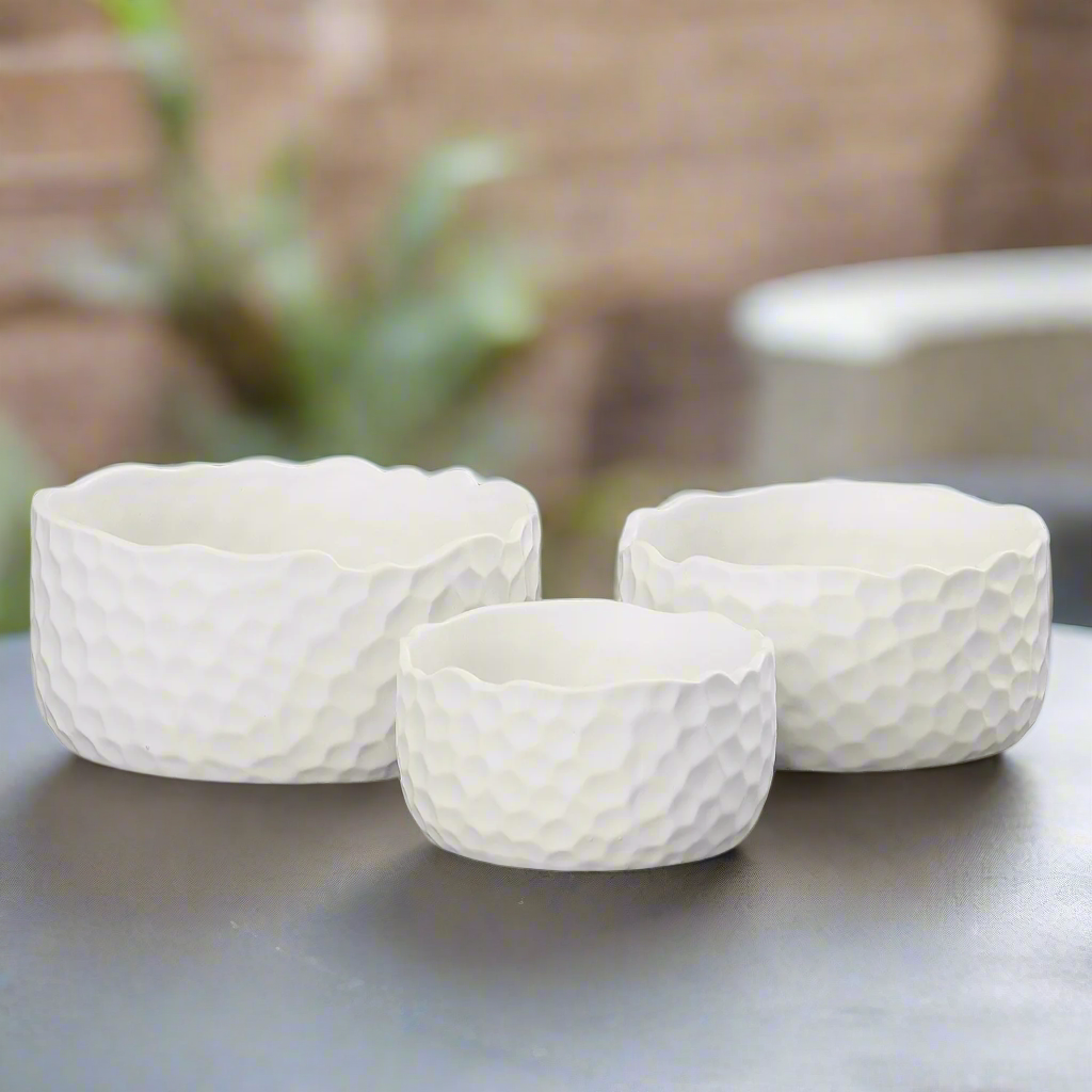 Kyros Hammered Ceramic Planter Set (Set of 3)