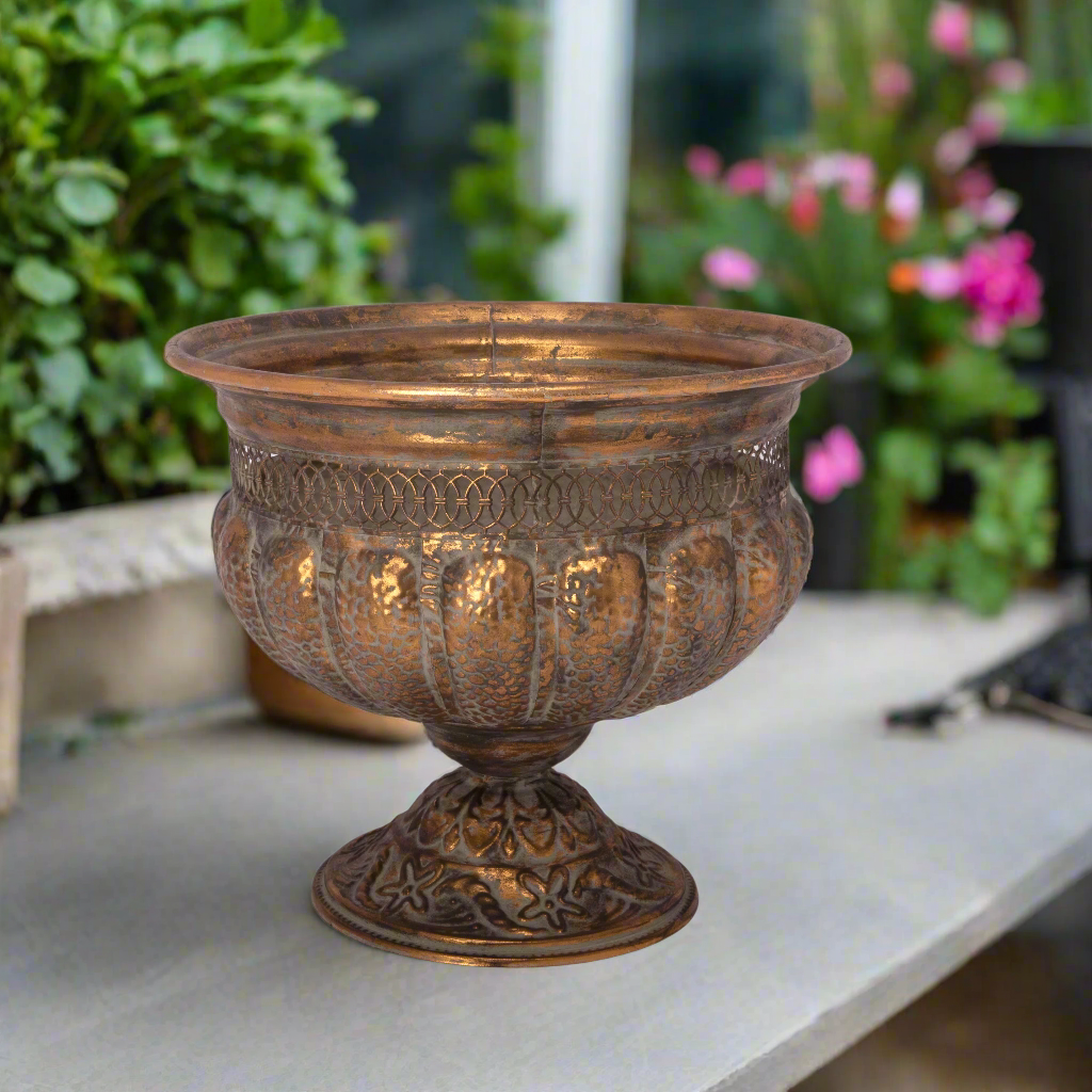 Brynne Metal Gold Urn Planter
