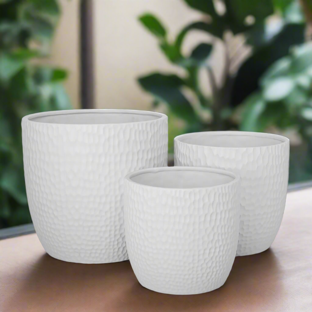 Faye Ceramic Round Planter Set (Set of 3)