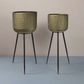 Prielle Metal Round Planter Set with Stand (Set of 2)