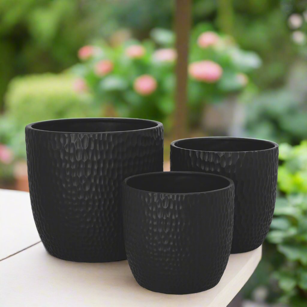 Faye Ceramic Round Planter Set (Set of 3)