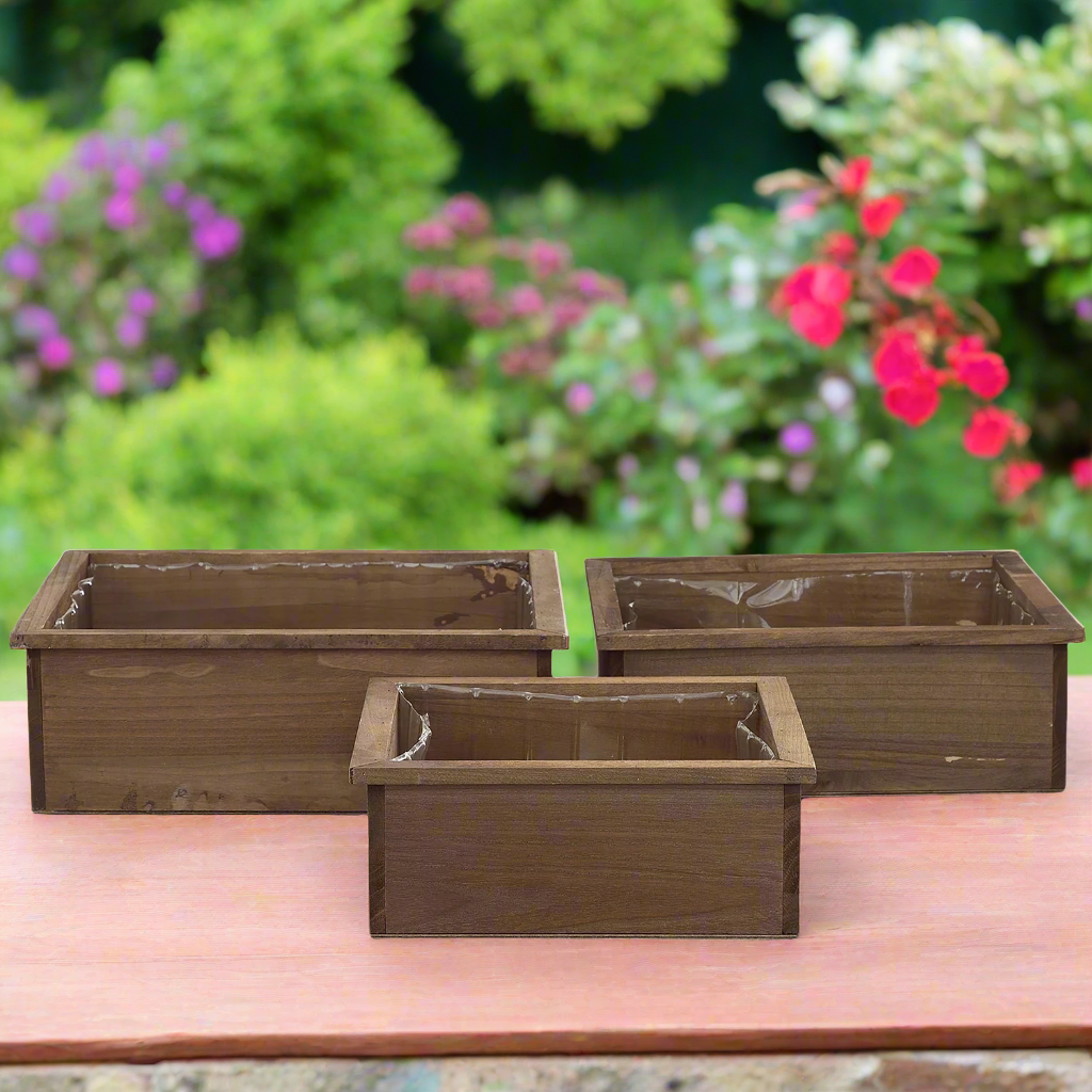 Aelric Wooden Square Planter Set (Set of 3)