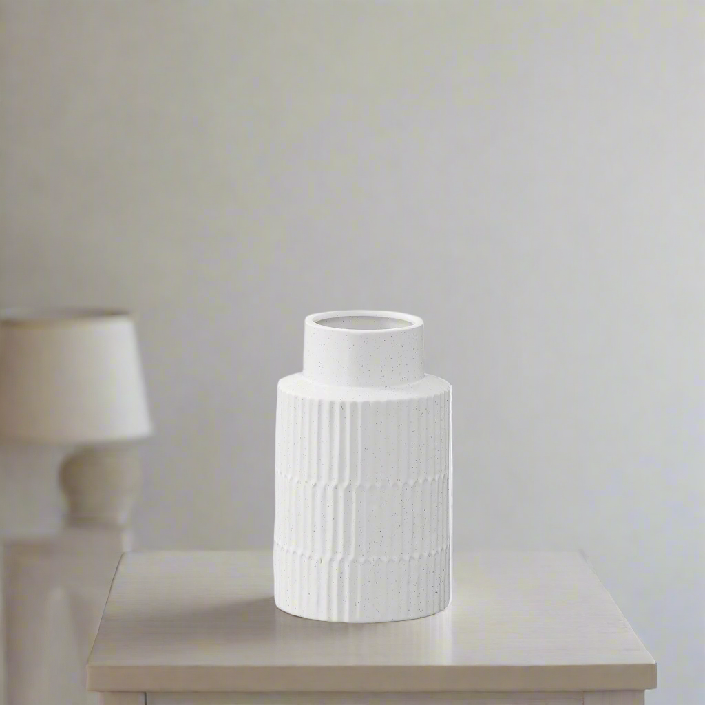 Bronte Ceramic Round Vase with Wide Opening and Speckled Design